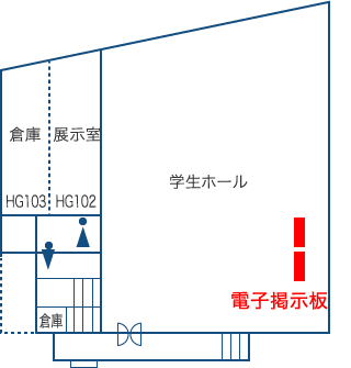 フロアマップ　B棟　製図室・学生ホール棟　1階